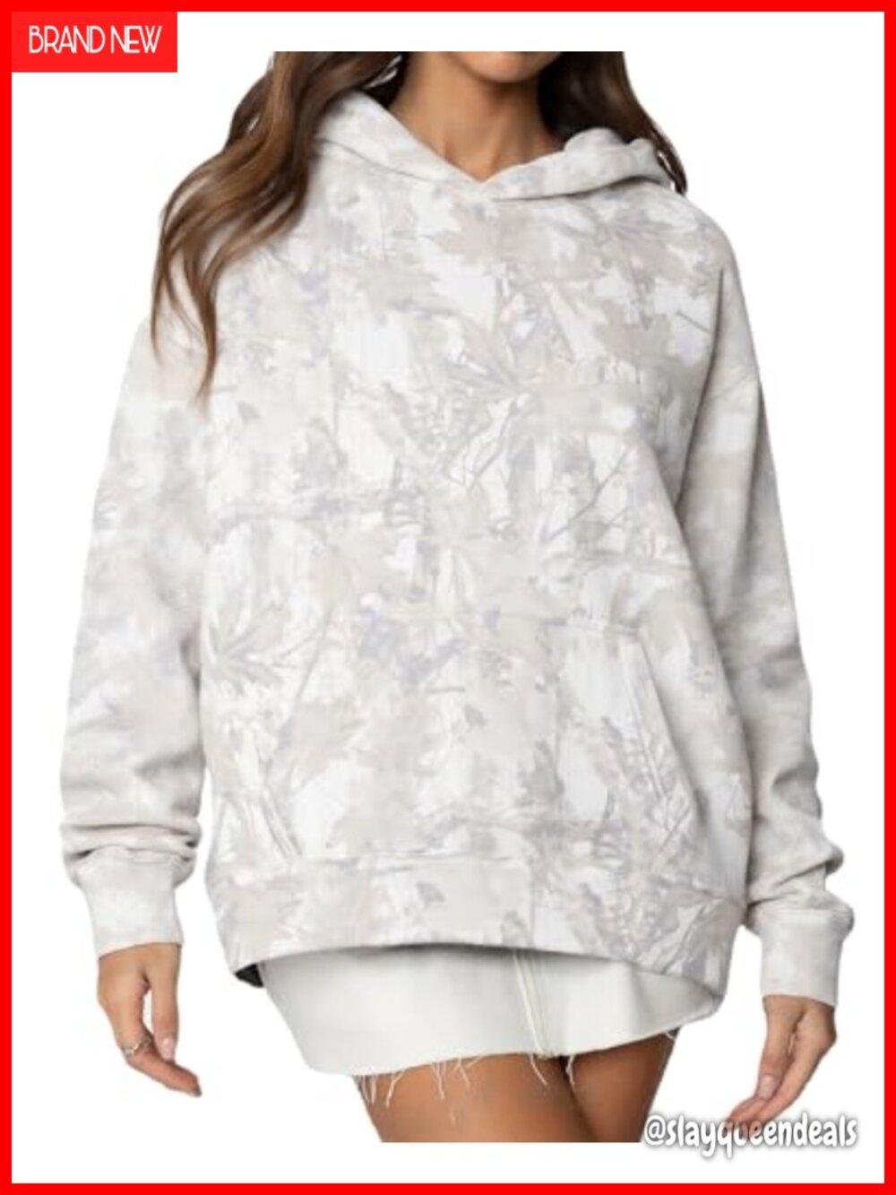 Oversized Camo Hoodie Fleece Lined Pullover Sweatshirt